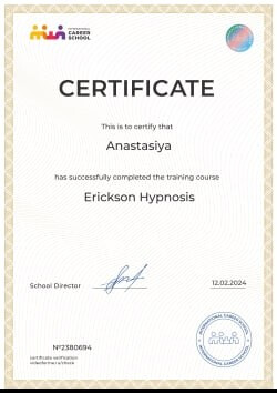 Certificate: Erickson Hypnosis